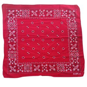Vintage Red Hanky Cowboy Floral Bandana All Cotton Fast Color RN13960 21x20"